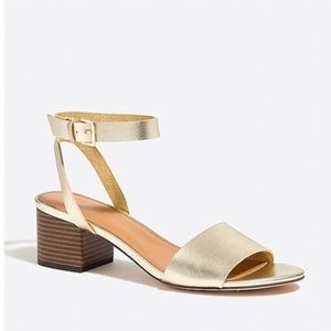 Gold j crew heels Sandals never worn to big. Indents from just sitting on shelf